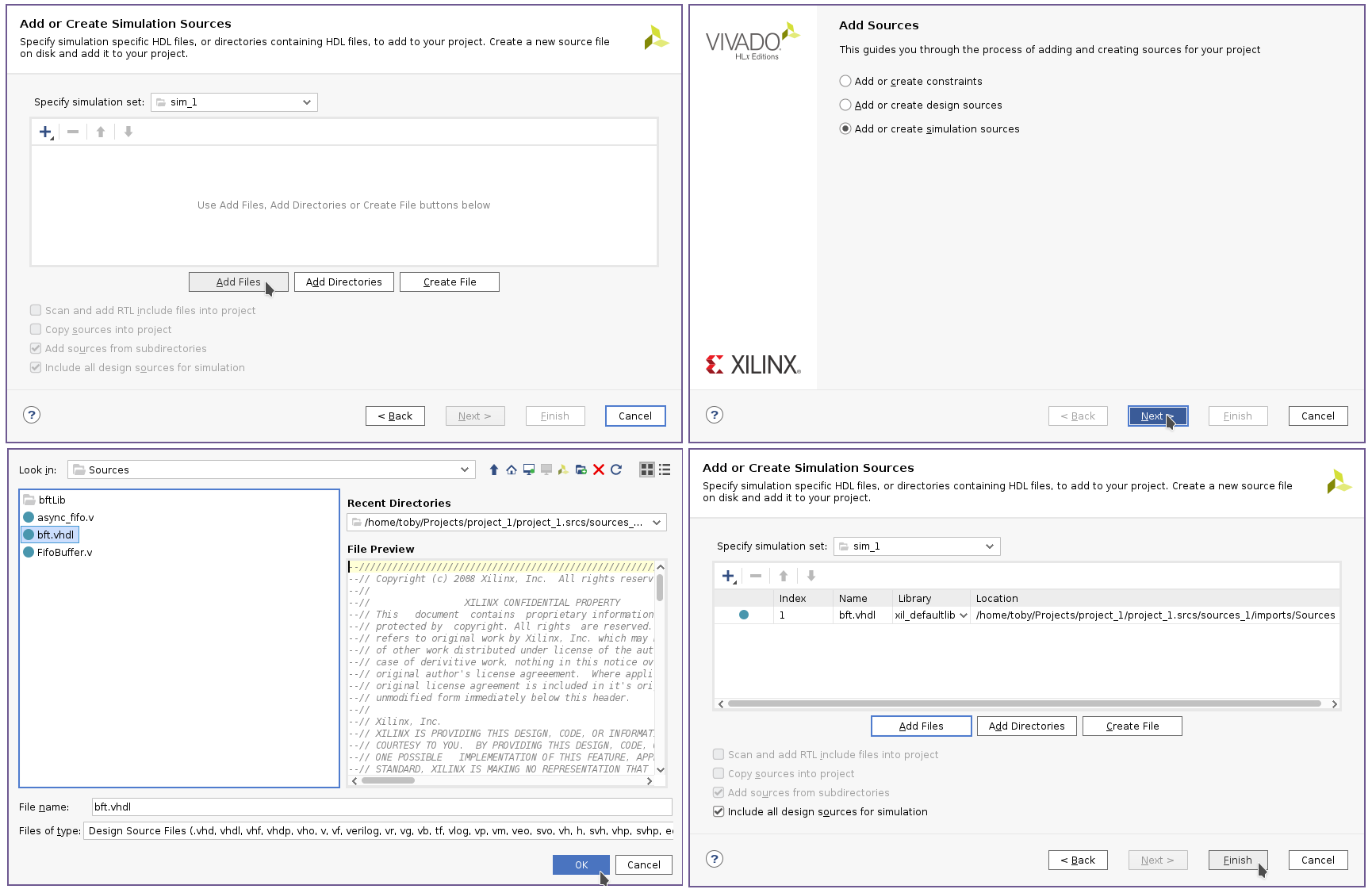 Adding a source file in Vivado GUI